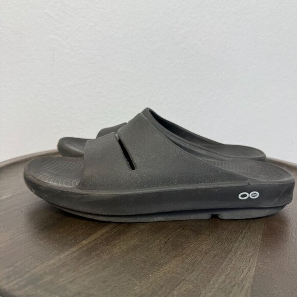 Oofos Ooahh Unisex Black Slide Comfort Sport Recovery Slip On Sandals M7/W9 - Picture 5 of 11